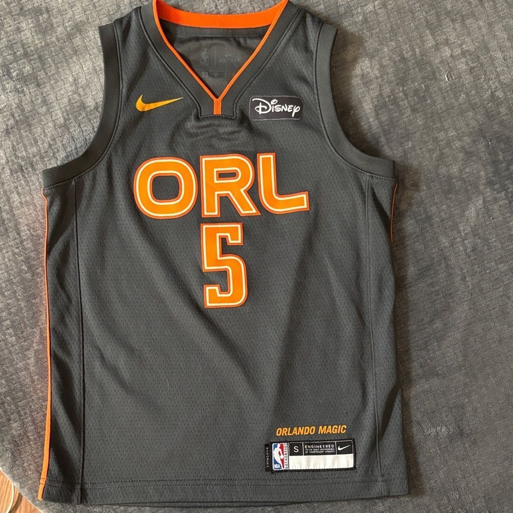 Orlando Magic Nike Charcoal and Orange Boys #5 Bamba Jersey Size S Size 8